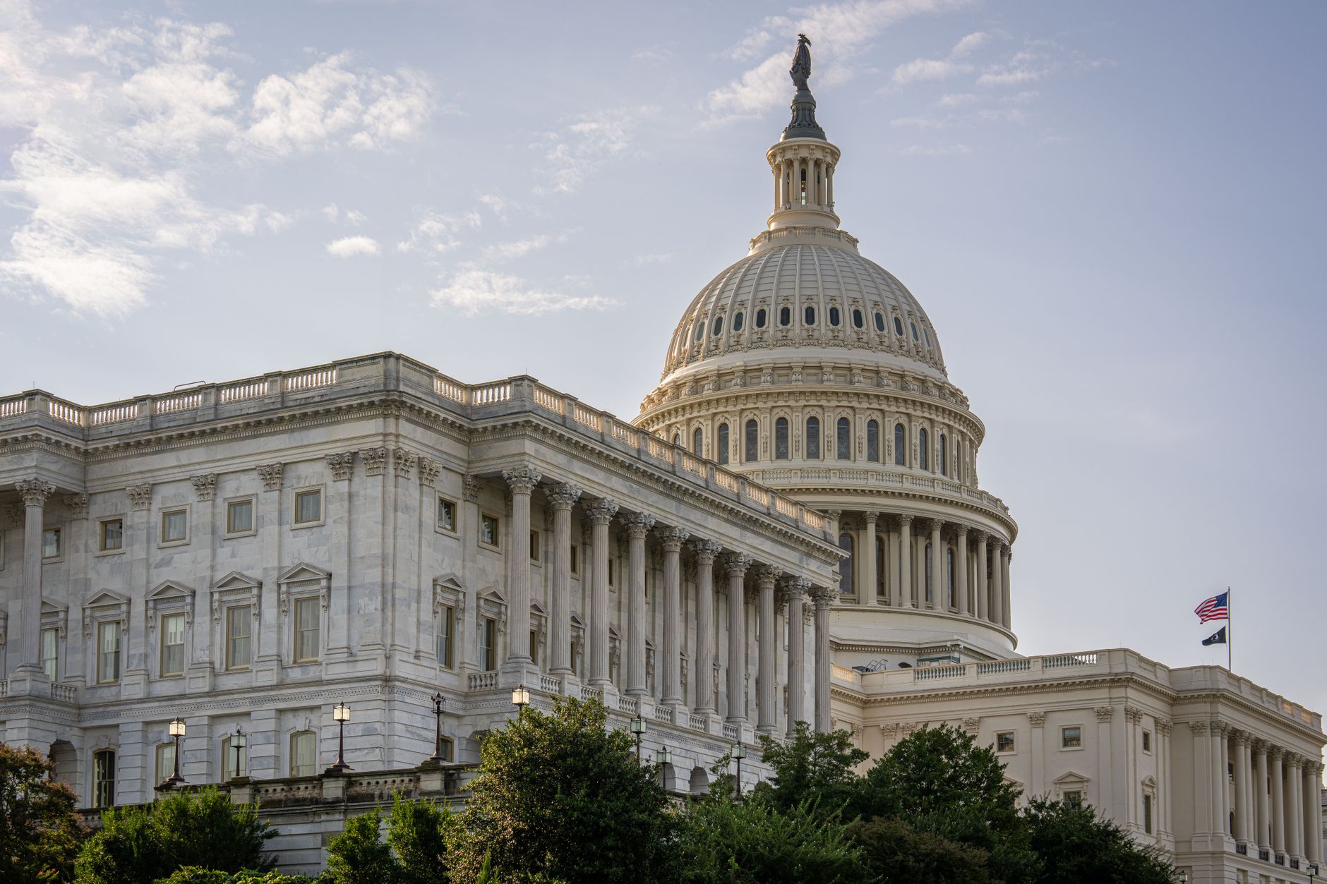 Exterior view of the United States Senate building in Washington D.C.