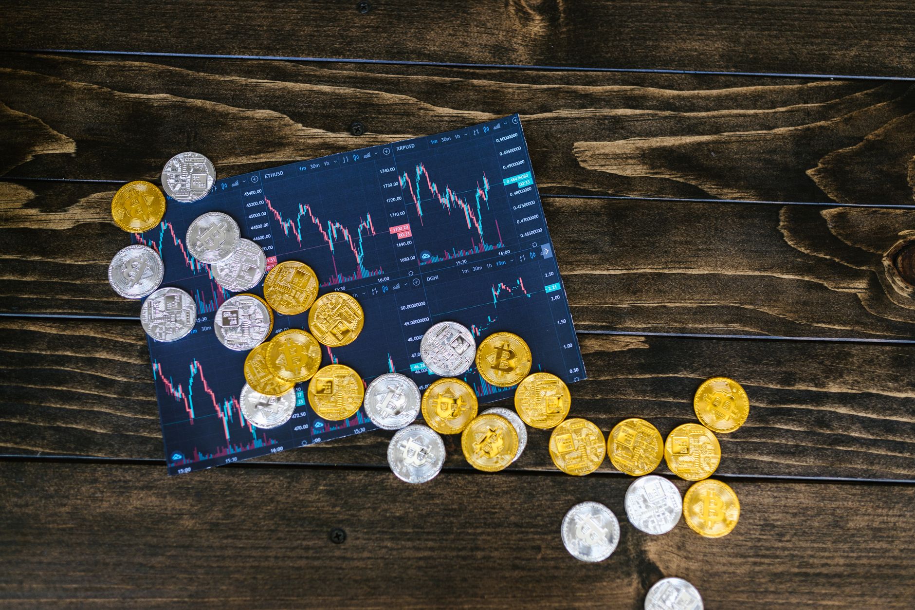Digital tokens and blockchain network representing early-stage crypto investment