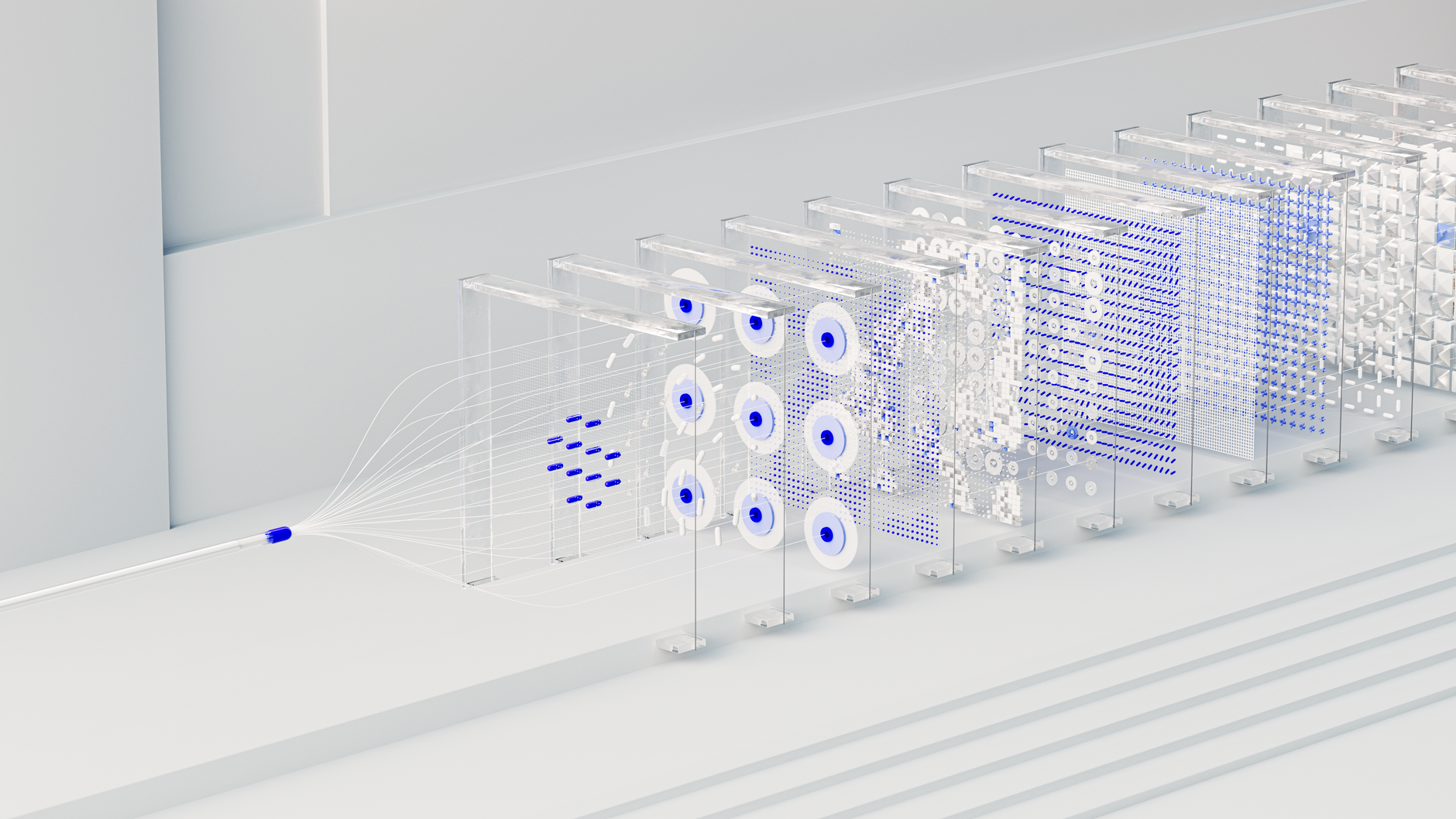 Abstract visualization of interconnected blockchain network nodes