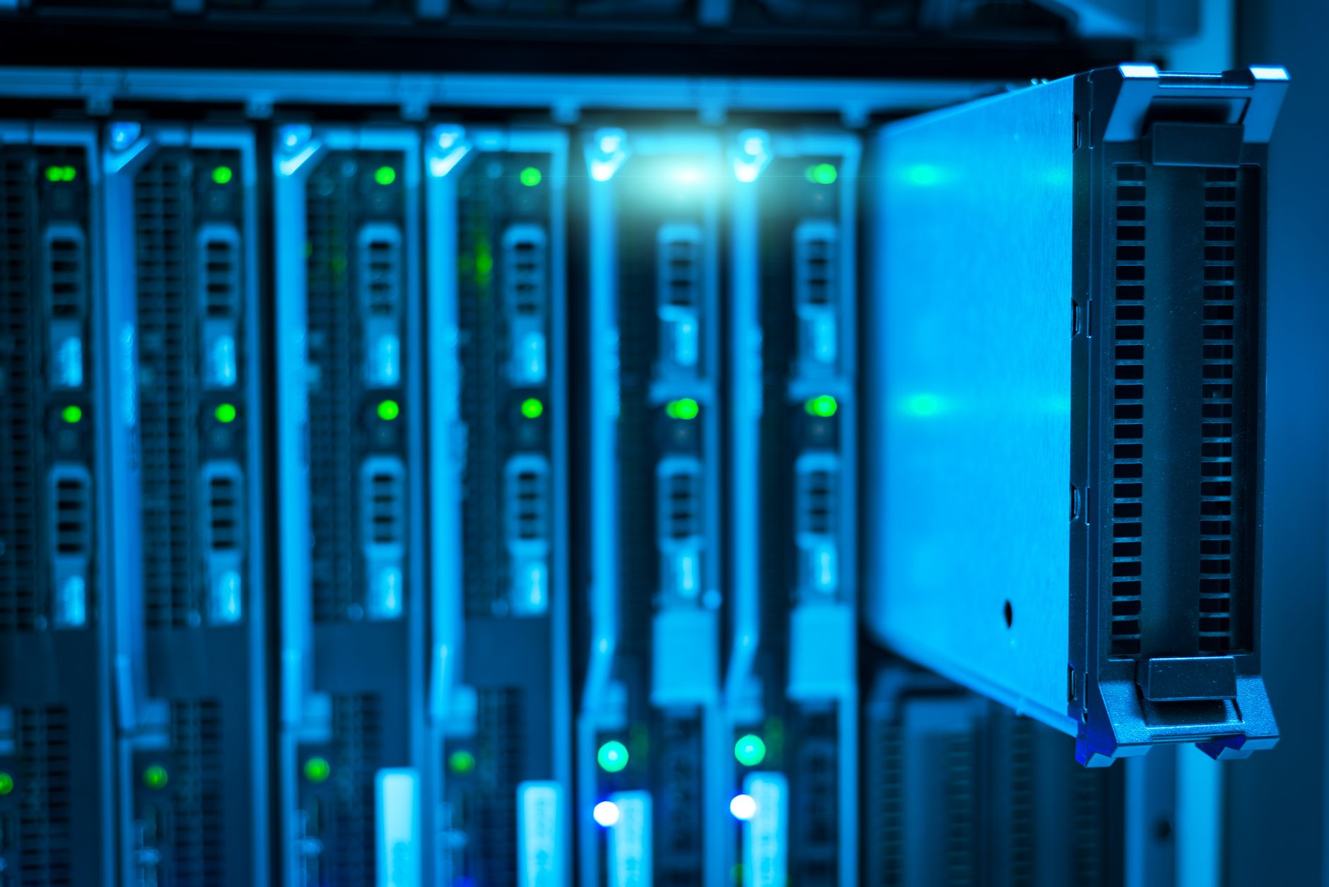 Data center server racks representing blockchain infrastructure
