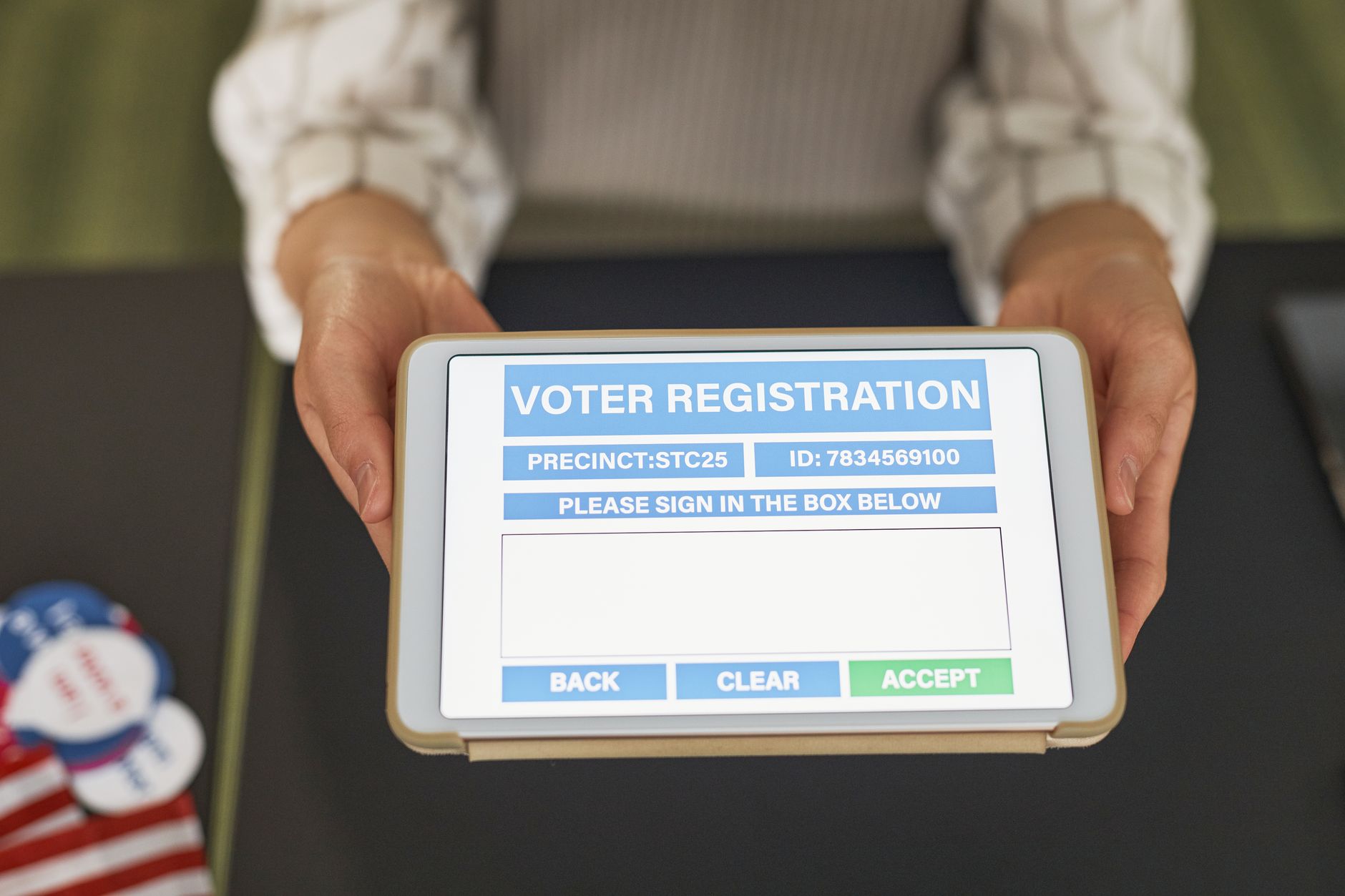 Digital interface representing decentralized governance voting and on-chain decision making