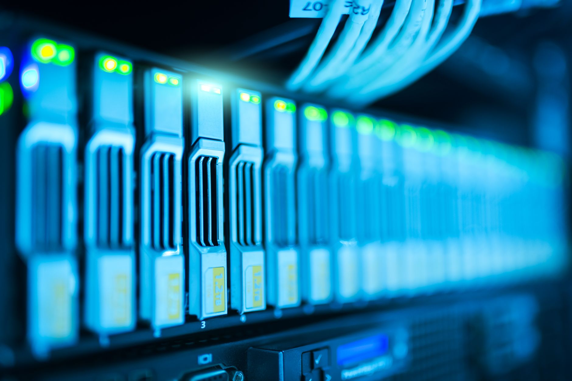 Server racks representing enterprise blockchain infrastructure operations